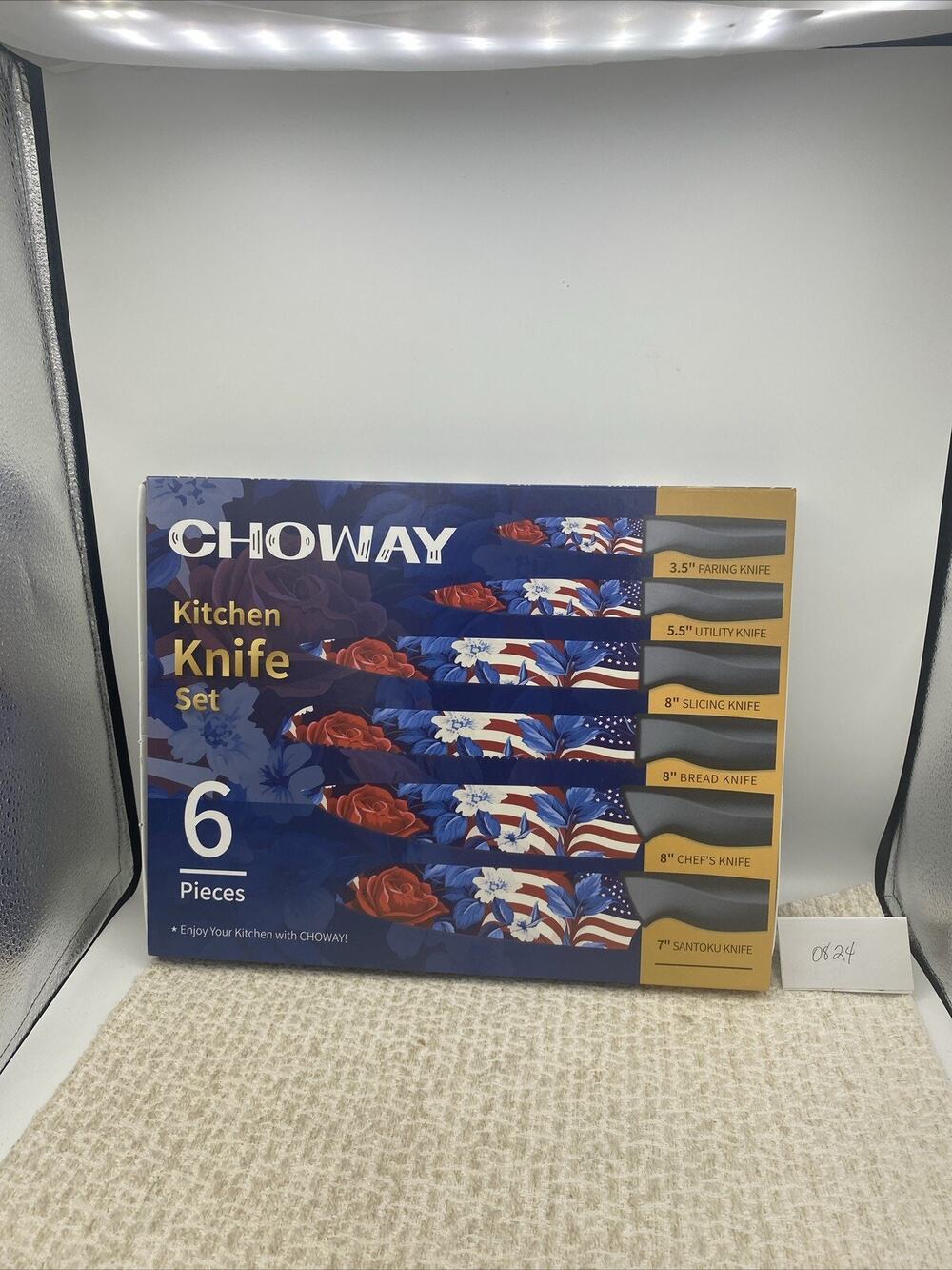 Kitchen Knife Set 6 Pieces - Choway - Patriotic 4th Of July ❤️💙 Flowers
